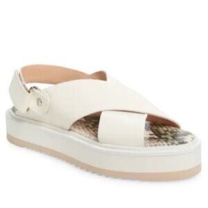 AGL Maya Criss cross Platform Leather Off White Sandals size 36.5